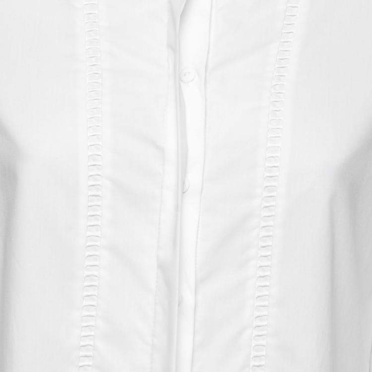 Pre Owned Preen by Thornton Bregazzi White Cotton Poplin Eyelet Lace Trim Long Sleeve Shirt M