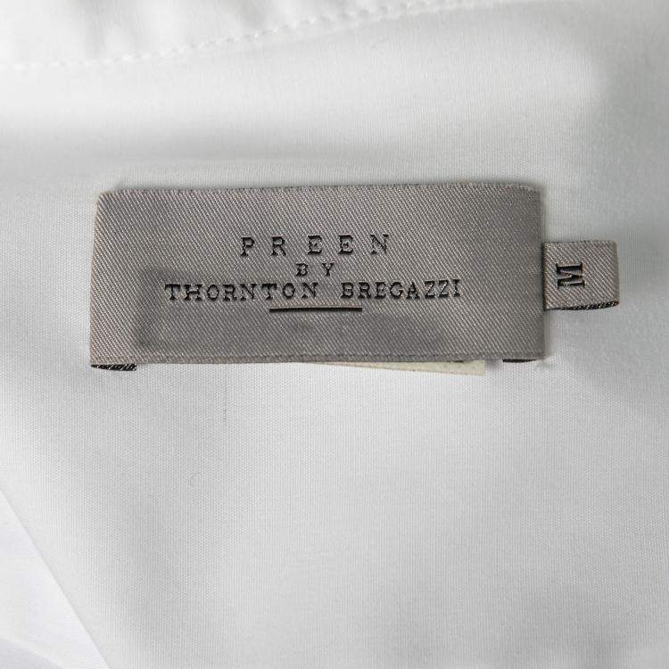 Pre Owned Preen by Thornton Bregazzi White Cotton Poplin Eyelet Lace Trim Long Sleeve Shirt M