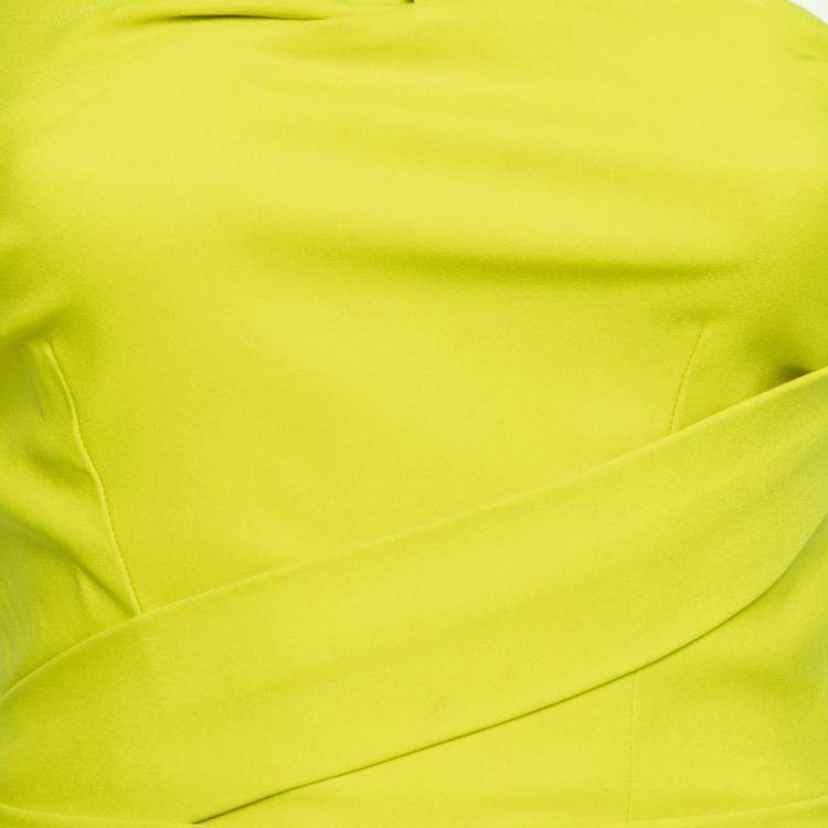 Pre Owned Preen by Thorton Bregazzi Citrus Green Stretch Sateen Cocktail Dress S 
