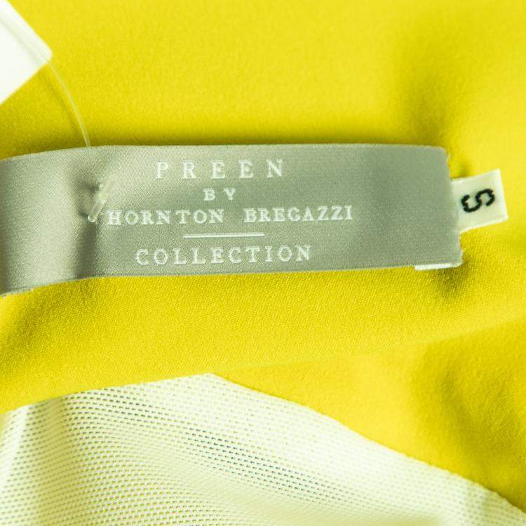 Pre Owned Preen by Thorton Bregazzi Citrus Green Stretch Sateen Cocktail Dress S 