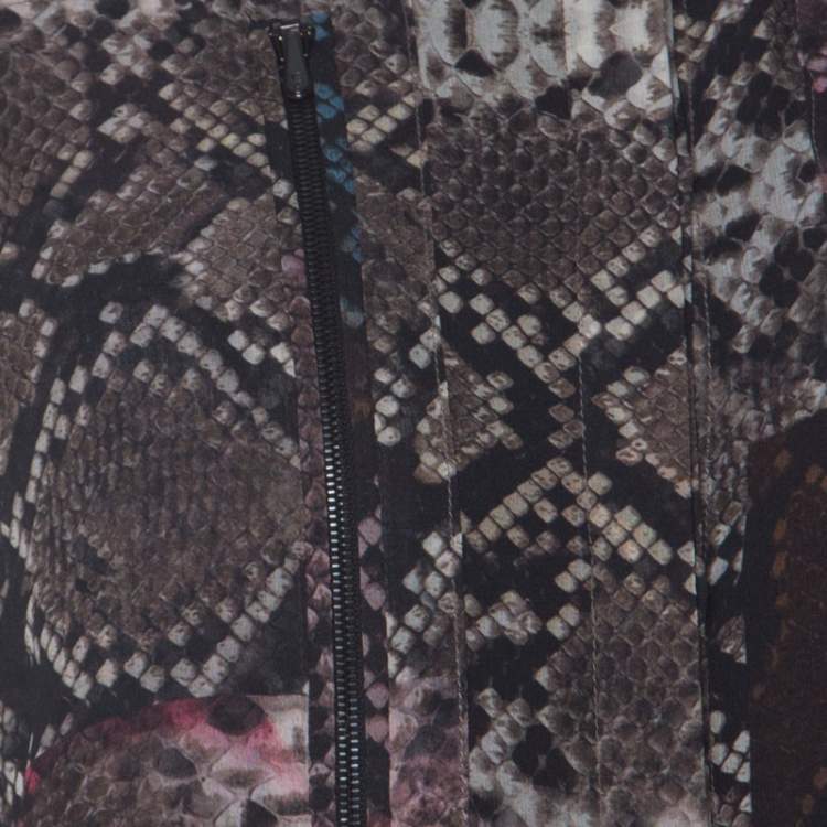 Pre Owned Preen by Thornton Bregazzi Multicolor Snakeskin Print Silk Blouse L