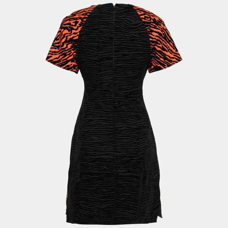 Pre Owned Proenza Schouler Multicolor Tiger Stripe Flocked Print Cut Out Dress S