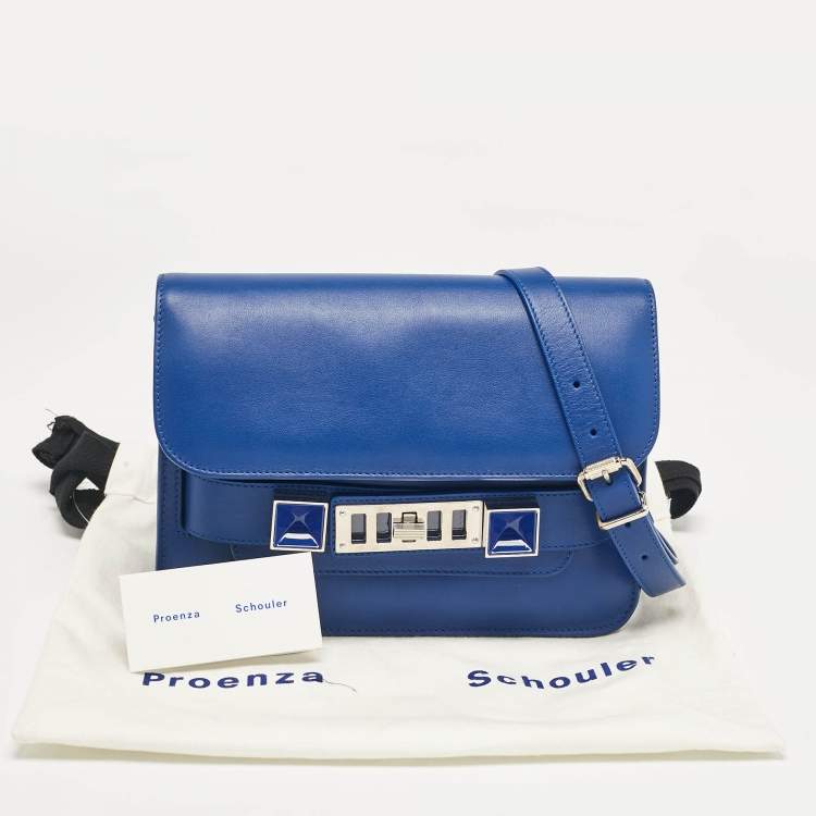 Pre Owned Proenza Schouler Blue Leather Mini Classic PS11 Shoulder Bag