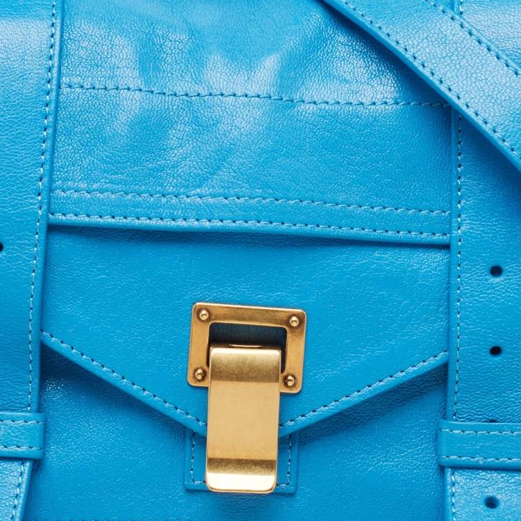 Pre Owned Proenza Schouler Blue Leather Tiny PS1 Top Handle Bag