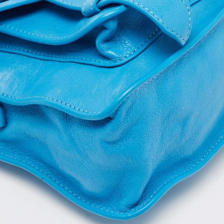 Pre Owned Proenza Schouler Blue Leather Tiny PS1 Top Handle Bag