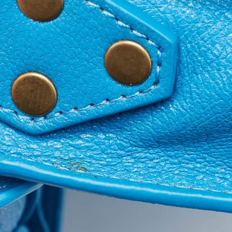 Pre Owned Proenza Schouler Blue Leather Tiny PS1 Top Handle Bag