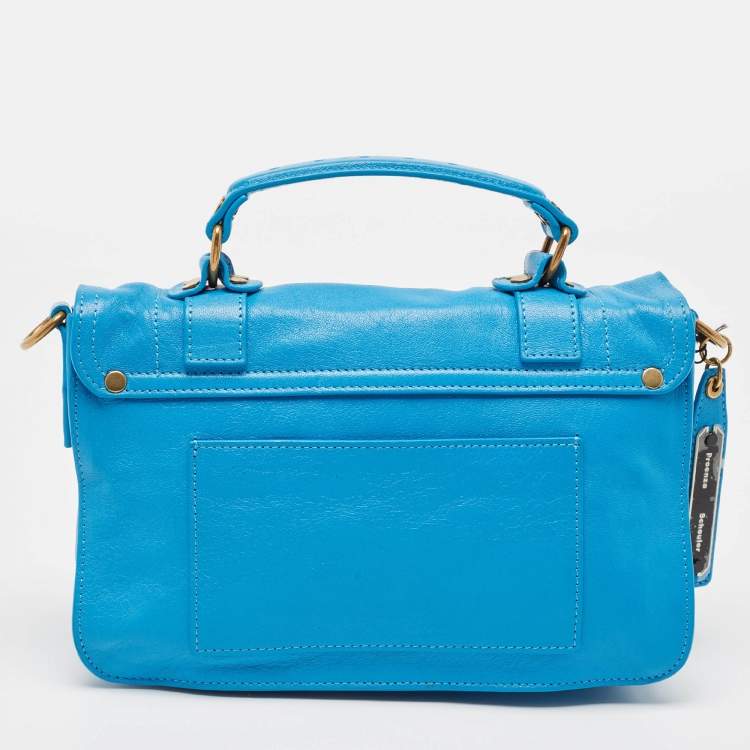Pre Owned Proenza Schouler Blue Leather Tiny PS1 Top Handle Bag