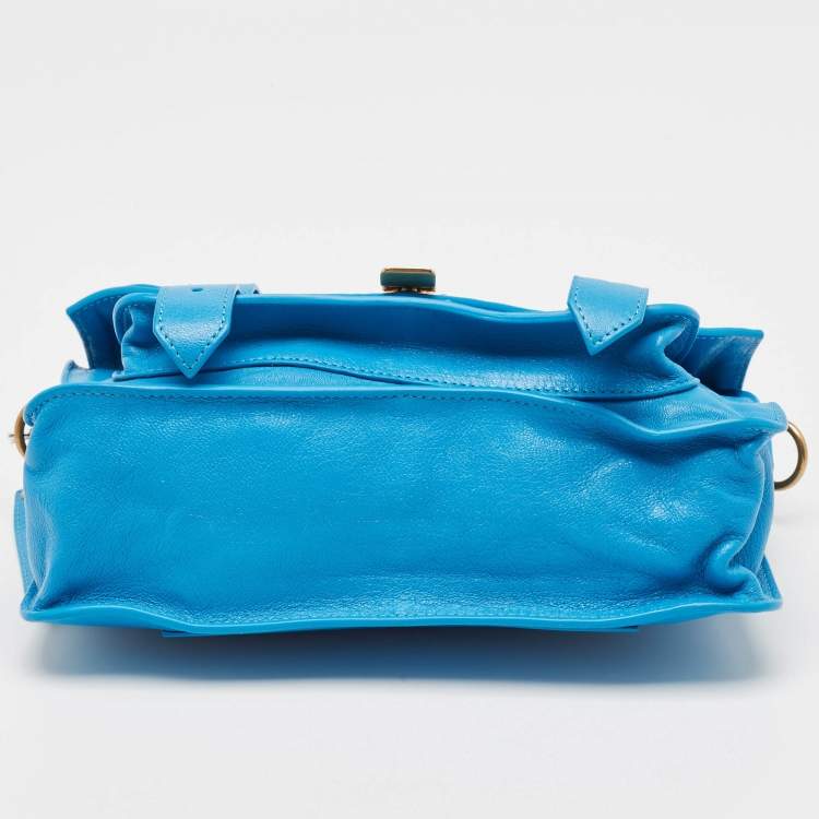 Pre Owned Proenza Schouler Blue Leather Tiny PS1 Top Handle Bag