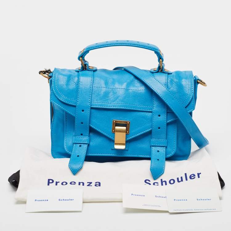 Pre Owned Proenza Schouler Blue Leather Tiny PS1 Top Handle Bag