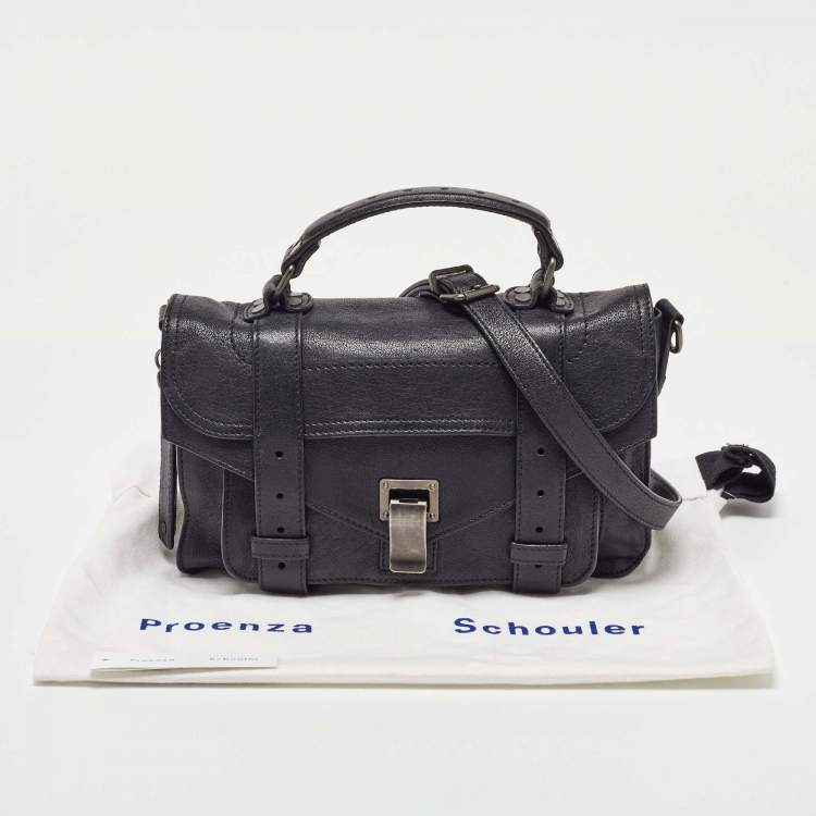 Pre Owned Proenza Schouler Black Leather Tiny PS1 Top Handle Bag