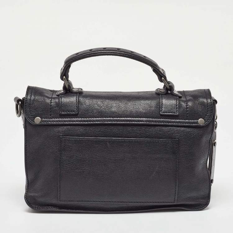 Pre Owned Proenza Schouler Black Leather Tiny PS1 Top Handle Bag