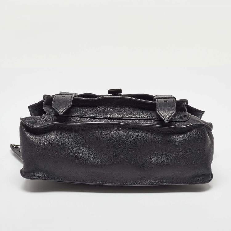 Pre Owned Proenza Schouler Black Leather Tiny PS1 Top Handle Bag