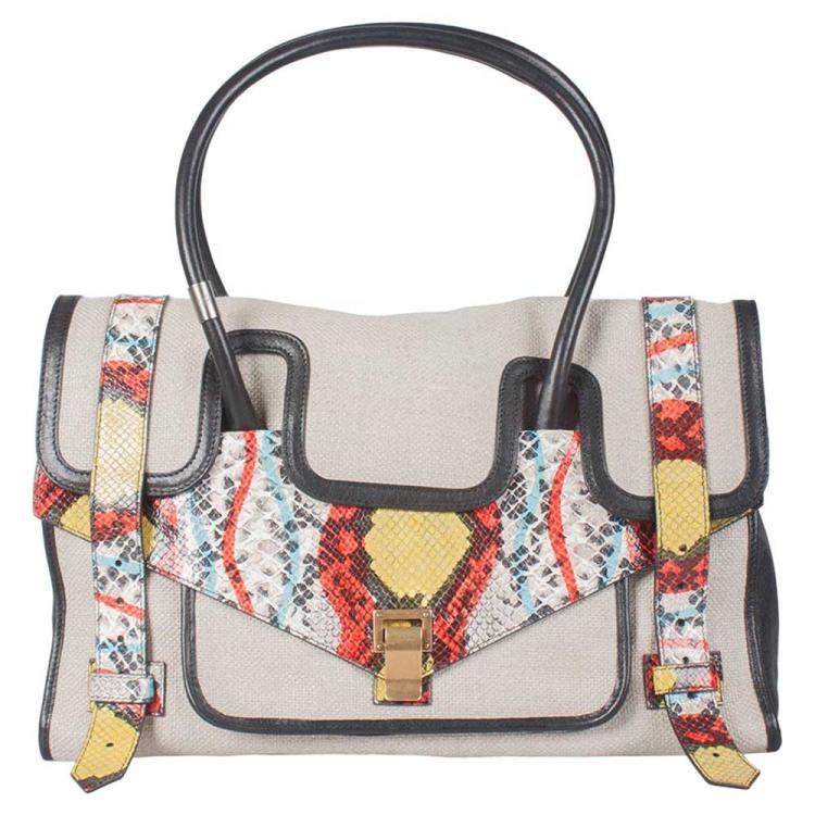 Proenza Schouler Multicolor Canvas/Leather and Python Embossed