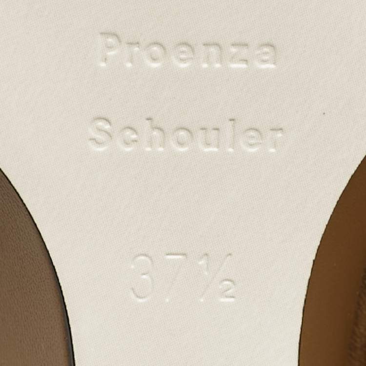 Pre Owned Proenza Schouler Brown Leather Slant Wedge Tong Sandals Size 37.5