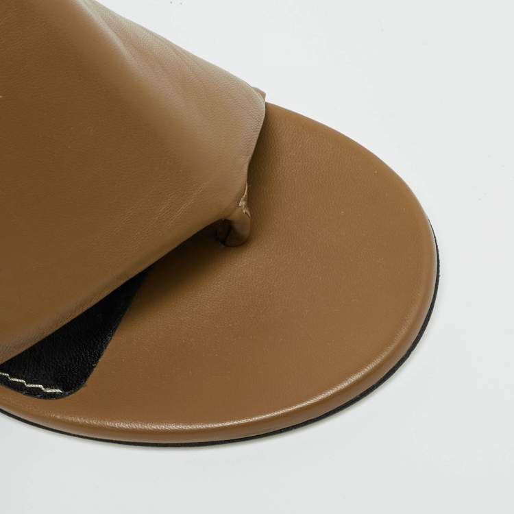 مملوكة مسبقًا Proenza Schouler Brown Leather Slant Wedge Sandals Size 39