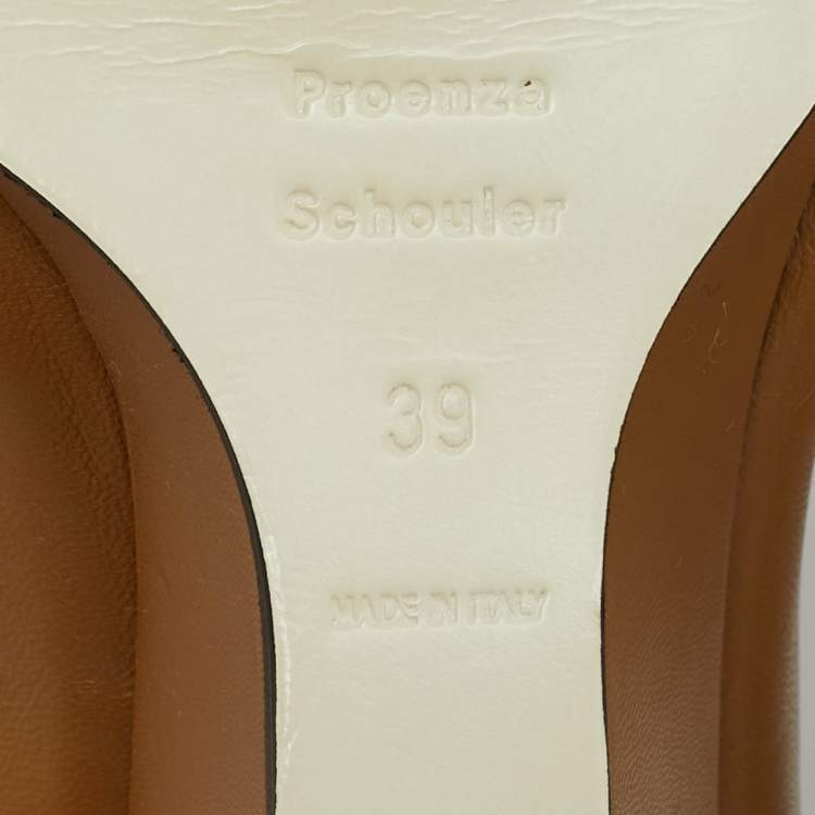 مملوكة مسبقًا Proenza Schouler Brown Leather Slant Wedge Sandals Size 39