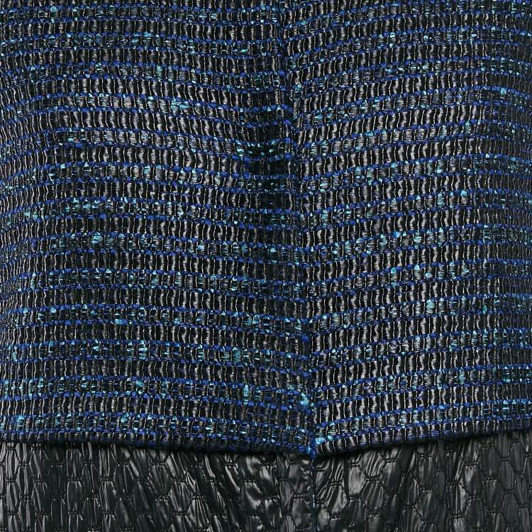 Pre Owned Proenza Schouler Blue/Black Tweed Button Front Long Coat M