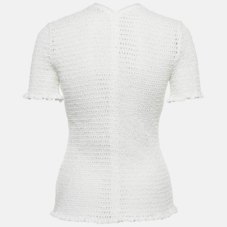 مملوكة مسبقًا Proenza Schouler White Broderie Anglaise Shirring Top M