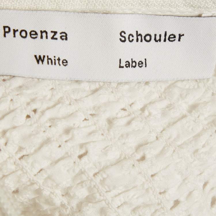 مملوكة مسبقًا Proenza Schouler White Broderie Anglaise Shirring Top M