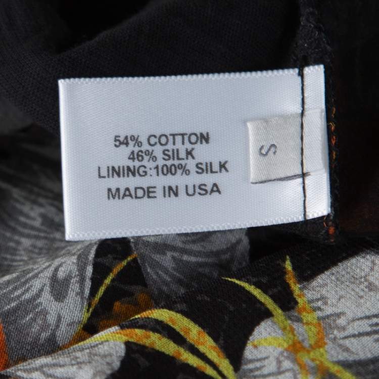 Pre Owned Proenza Schouler Black Slub Jersey Contrast Floral Print T-Shirt S