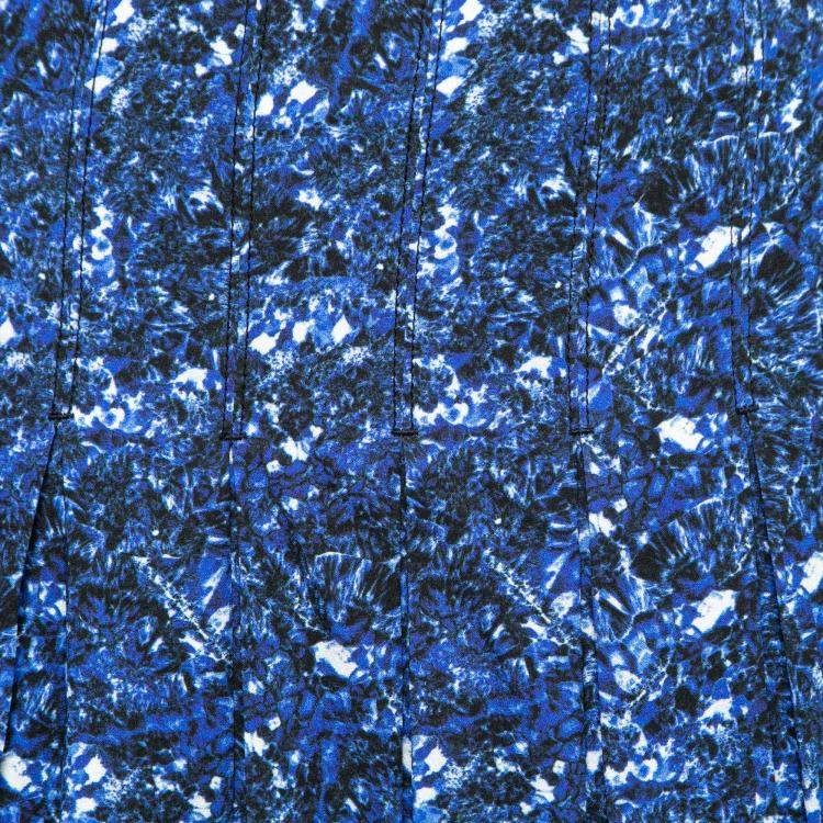 Pre Owned Proenza Schouler Blue and Black Micro Printed Silk Georgette Pleated Skirt S