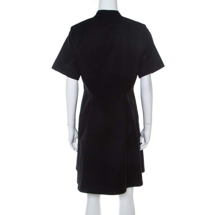 Pre Owned Proenza Schouler Black Cotton Pleated Button Front A Line Dress M 