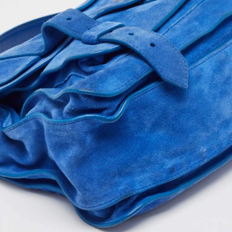 Pre Owned Proenza Schouler Blue Suede PS1 Top Handle Bag