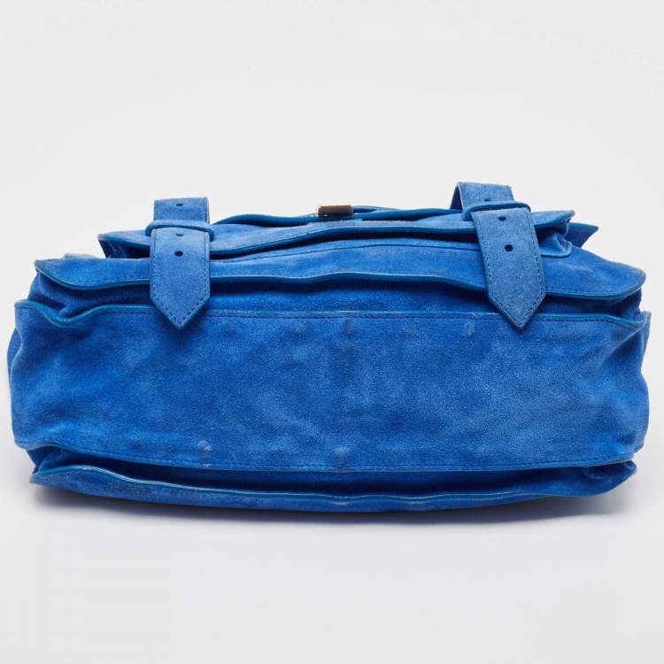 Pre Owned Proenza Schouler Blue Suede PS1 Top Handle Bag