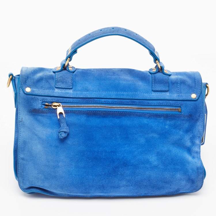 Pre Owned Proenza Schouler Blue Suede PS1 Top Handle Bag