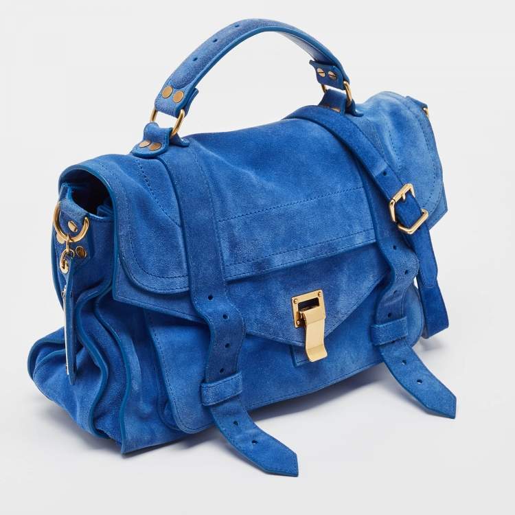 Pre Owned Proenza Schouler Blue Suede PS1 Top Handle Bag