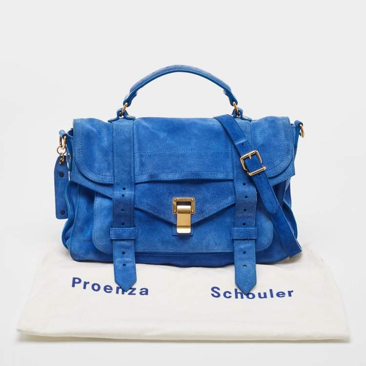 Pre Owned Proenza Schouler Blue Suede PS1 Top Handle Bag