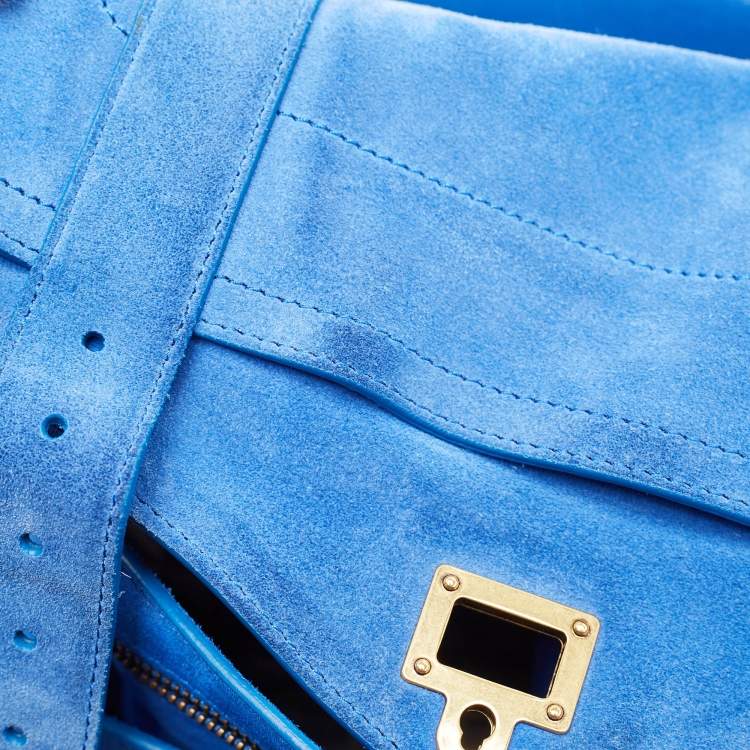 Pre Owned Proenza Schouler Blue Suede PS1 Top Handle Bag