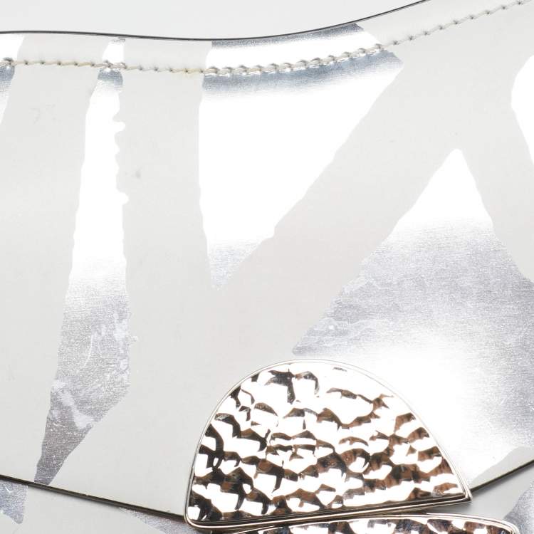 Pre Owned Proenza Schouler White/Silver Leather Curl Clutch