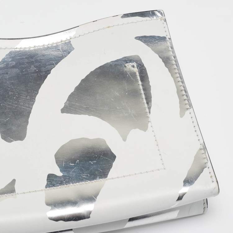 Pre Owned Proenza Schouler White/Silver Leather Curl Clutch