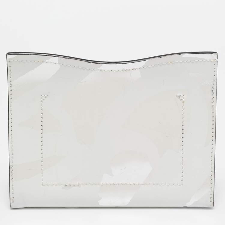 Pre Owned Proenza Schouler White/Silver Leather Curl Clutch