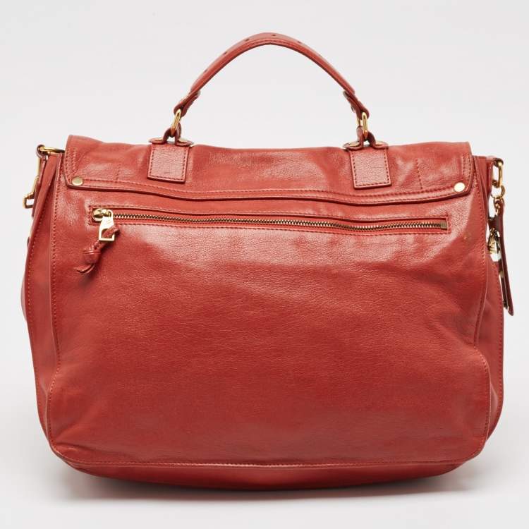 Pre Owned Proenza Schouler Red Leather PS1 Top Handle Bag
