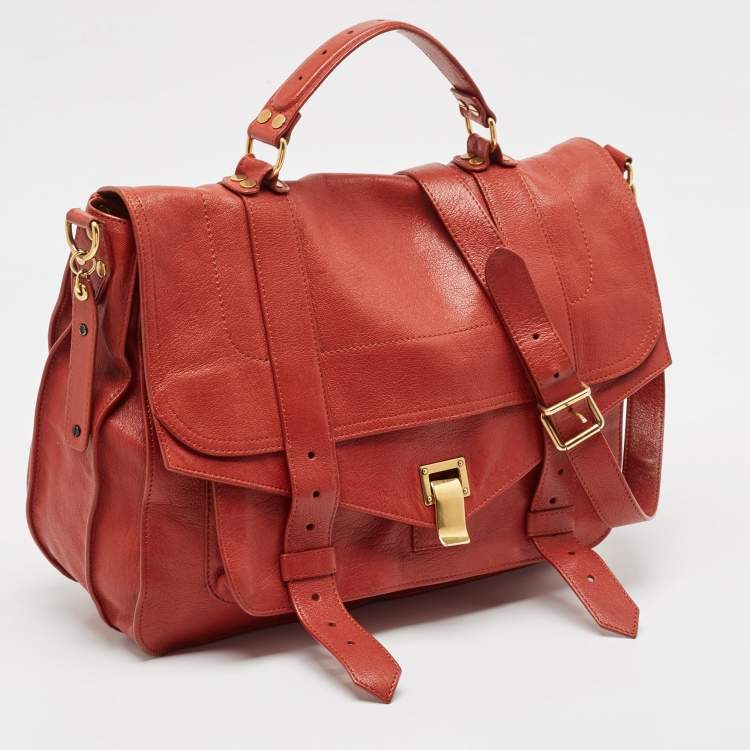 Pre Owned Proenza Schouler Red Leather PS1 Top Handle Bag
