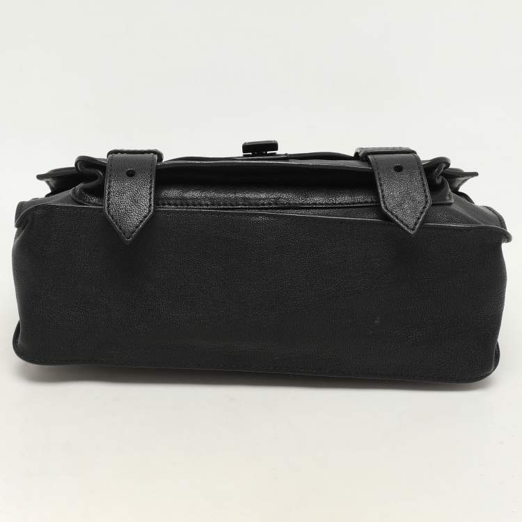 Pre Owned Proenza Schouler Black Leather Tiny PS1 Top Handle Bag