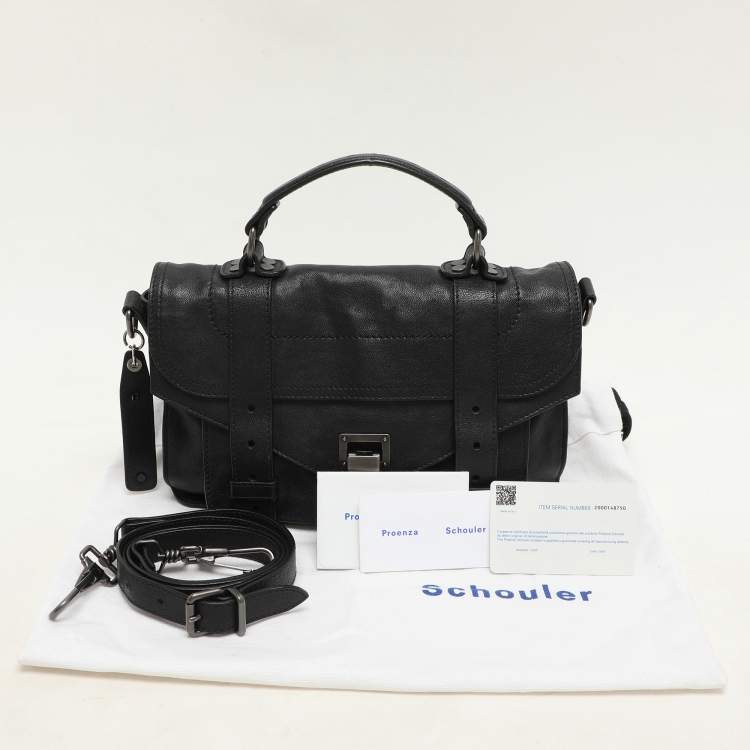 Pre Owned Proenza Schouler Black Leather Tiny PS1 Top Handle Bag