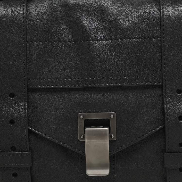 Pre Owned Proenza Schouler Black Leather Tiny PS1 Top Handle Bag