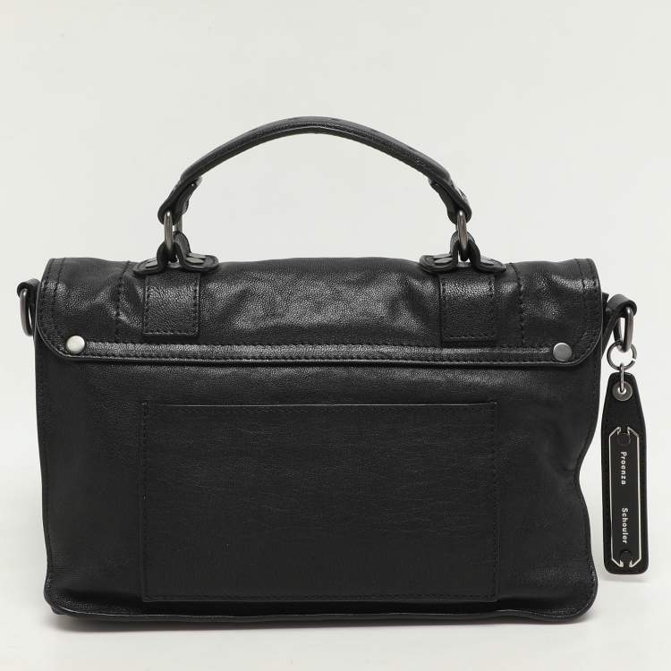 Pre Owned Proenza Schouler Black Leather Tiny PS1 Top Handle Bag