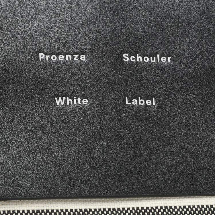 Pre Owned Proenza Schouler Monochrome Stripe Canvas and Leather Large Morris Tote 