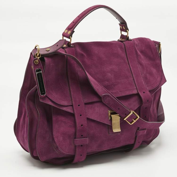 Pre Owned Proenza Schouler Magenta Suede Extra Large PS1 Top Handle Bag
