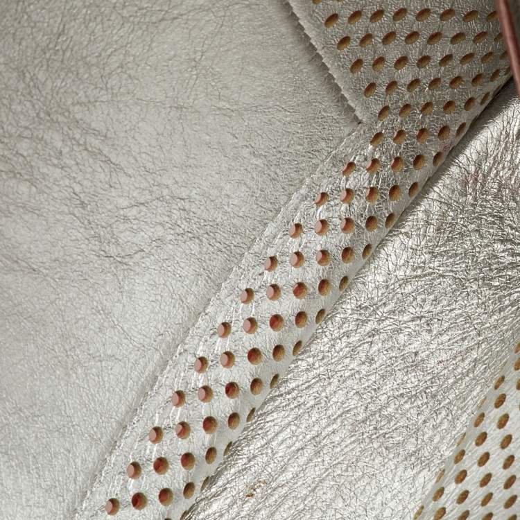 Pre Owned حقيبة كلتش بروينزا شولير جلد مثقبة برتقالية