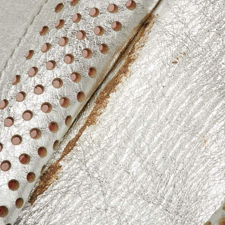 Pre Owned حقيبة كلتش بروينزا شولير جلد مثقبة برتقالية