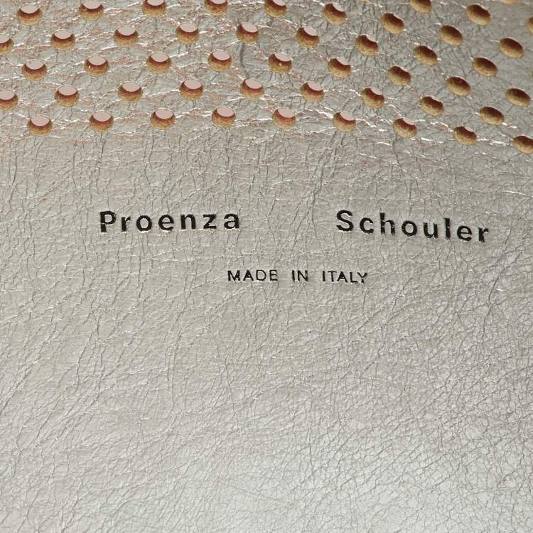 Pre Owned حقيبة كلتش بروينزا شولير جلد مثقبة برتقالية