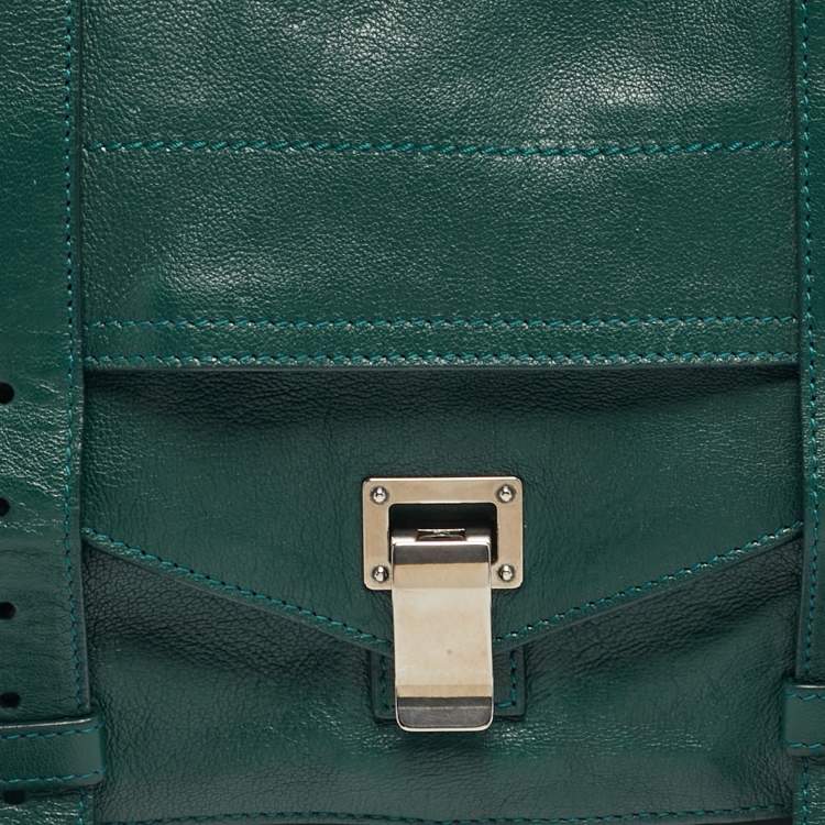 Pre Owned Proenza Schouler PS1 Medium Green Leather Top Handle Bag