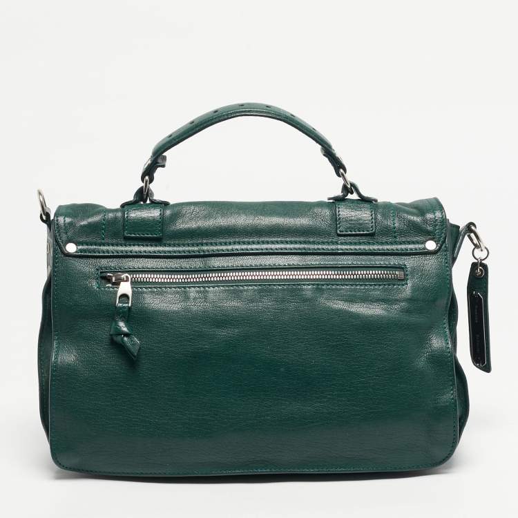 Pre Owned Proenza Schouler PS1 Medium Green Leather Top Handle Bag