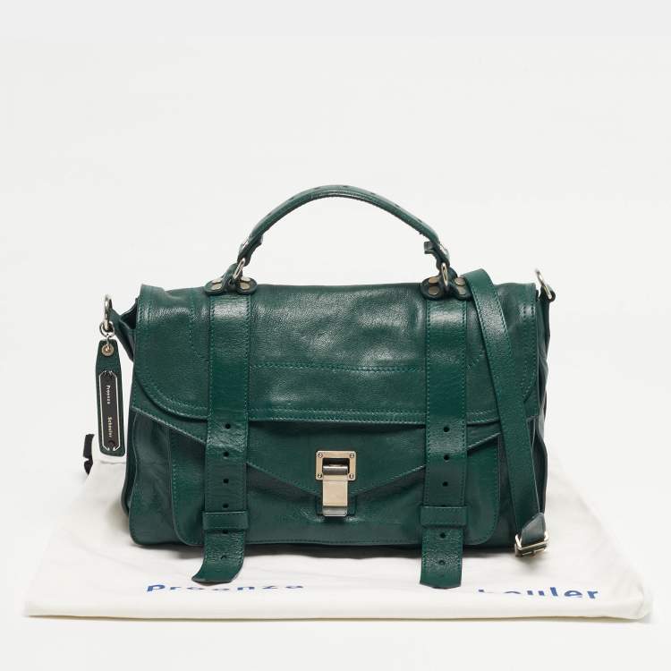 Pre Owned Proenza Schouler PS1 Medium Green Leather Top Handle Bag
