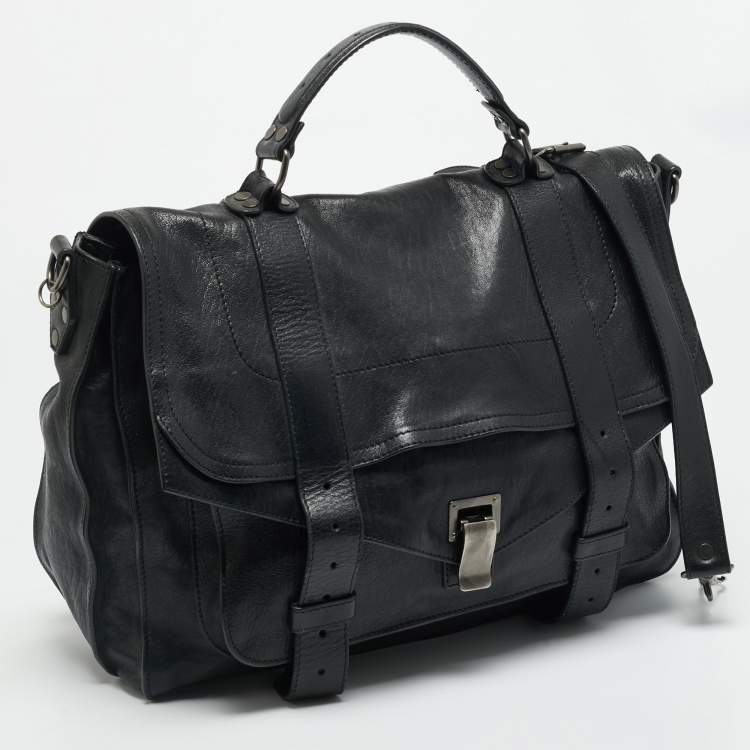 مملوكة مسبقًا Proenza Schouler PS1 Large Black Leather Top Handle Bag
